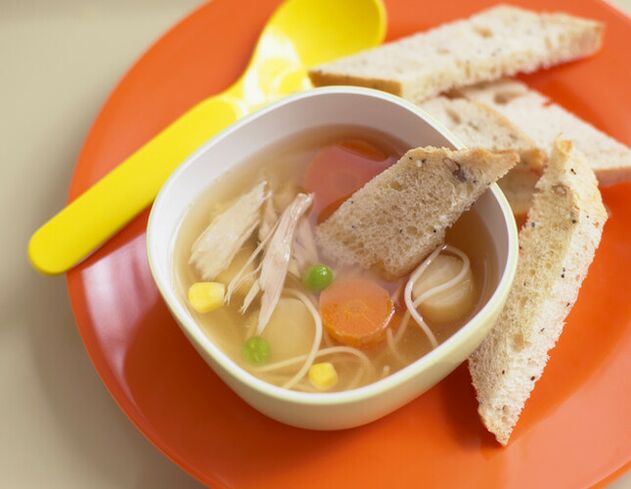 Súp gà với bánh mì